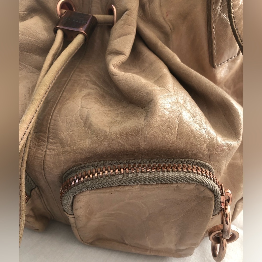 TED BAKER Crinkled Leather Chunky Chain Drawstring Bag - Picture 7 of 16